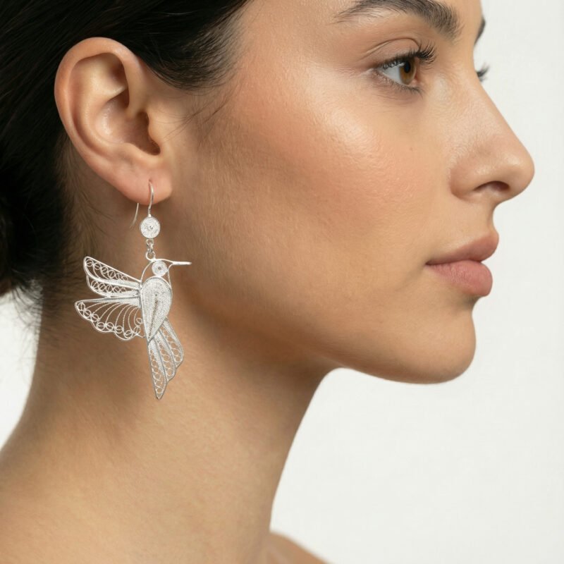 Alternative view of Aretes Largos Colibríes